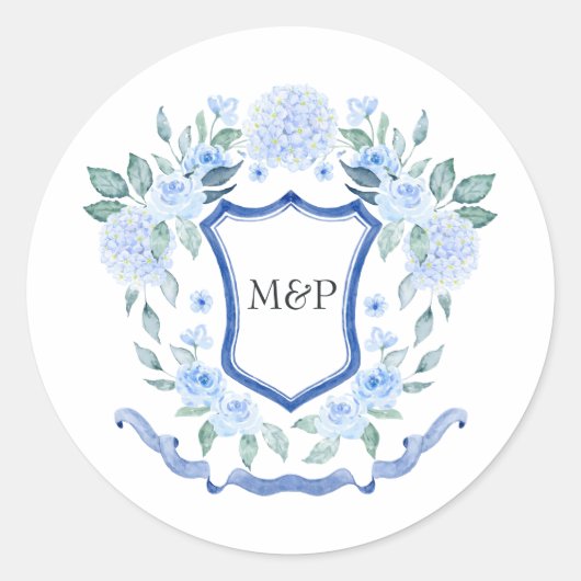 Sticker Rond Blason de monogramme floral (Devant)