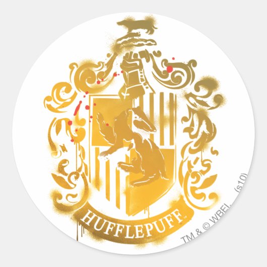 Sticker Rond Blason de Poufsouffle - Éclaboussé (Devant)