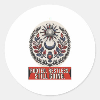 Sticker Rond Blason des gens enracinés et agités pour les journ