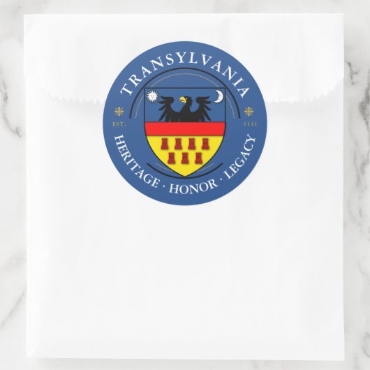 Sticker Rond Blason des Saxons de Transylvanie (Sac)