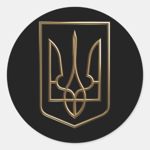 Sticker Rond Blason d'Ukraine Gerfaut Trident avec armoiries