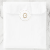 Sticker Rond Blason Monogrammé de Mariage Or Antique (Sac)