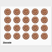 Sticker Rond Blason Monogramme en Terre Cuite Rustique (Feuille)