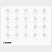 Sticker Rond Blason Monogramme Régence Vintage de Mariage (Feuille)
