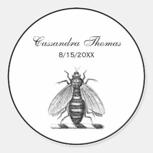 Sticker Rond Blason Prépa Emblème Vintage Abeille Armoiries