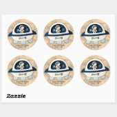 Sticker Rond Blast Off ! Baby shower d'astronautes Vintages (Feuille)