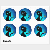 Sticker Rond Blauwe Vlindervrouw (Vel)