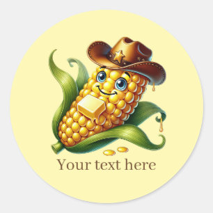 Sticker Rond Blé occidental amusant personnalisable