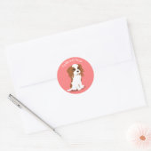 Sticker Rond Blenheim Cavalier King Charles Spaniel rose (Enveloppe)