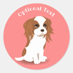 Sticker Rond Blenheim Cavalier King Charles Spaniel rose