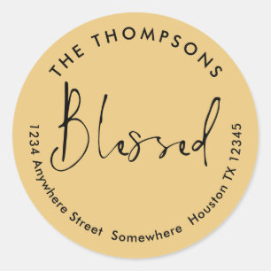 Sticker Rond Blessé Nom de retour Adresse Christmas Gold Black
