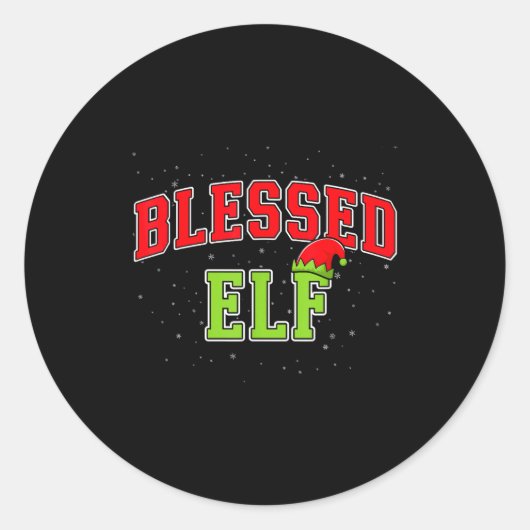 Sticker Rond Blessed Elf Christmas Family Matching Group Xmas  (Devant)