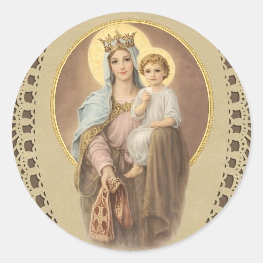 Sticker Rond Blessed Mary Mother of Priests Jesus Eucharist (Devant)