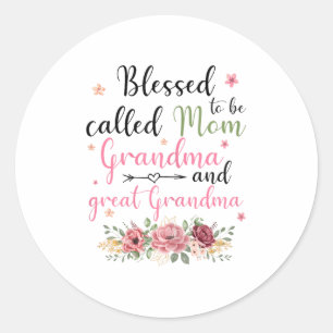 Sticker Rond Blessed To Be Called Mama Grandma Et Great Grandma