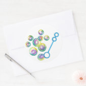 Sticker Rond Blessure Rainbow Soap Bulles Bulle de bulle Bleu (Enveloppe)