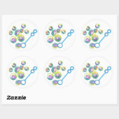 Sticker Rond Blessure Rainbow Soap Bulles Bulle de bulle Bleu (Feuille)
