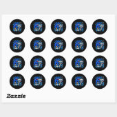 Sticker Rond Bleu à carreaux j'avais 6 ans je suis 7 drôle 67 a (Feuille)