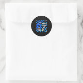 Sticker Rond Bleu à carreaux j'avais 6 ans je suis 7 drôle 67 a (Sac)