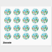 Sticker Rond Bleu Abstrait (Feuille)