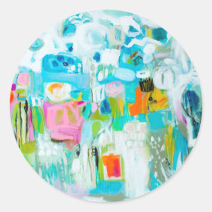 Sticker Rond Bleu Abstrait