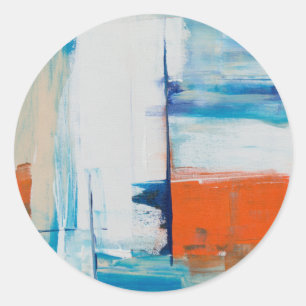 Sticker Rond Bleu Abstrait et art moderne orange