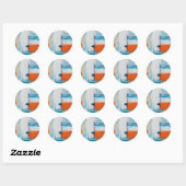 Sticker Rond Bleu Abstrait et art moderne orange (Feuille)