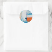Sticker Rond Bleu Abstrait et art moderne orange (Sac)