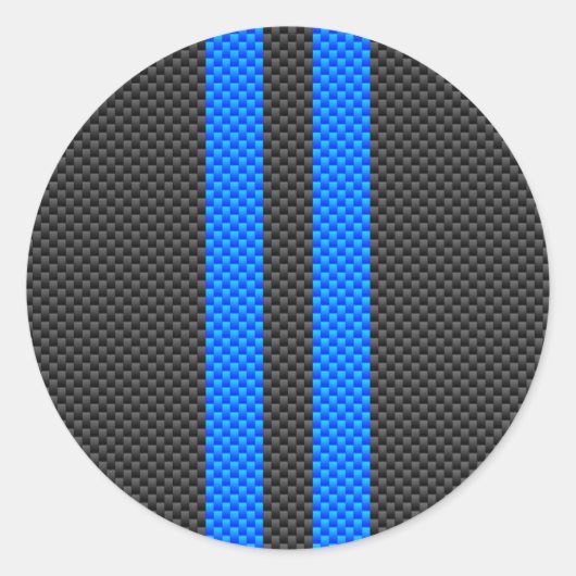 Sticker Rond Bleu Accent Fibre de carbone Style bandes de cours (Devant)