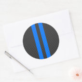 Sticker Rond Bleu Accent Fibre de carbone Style bandes de cours (Enveloppe)