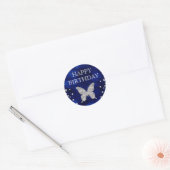 Sticker Rond Bleu acrylique et Parties scintillant argent papil (Enveloppe)