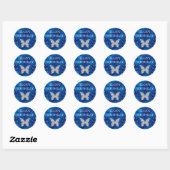 Sticker Rond Bleu acrylique et Parties scintillant argent papil (Feuille)