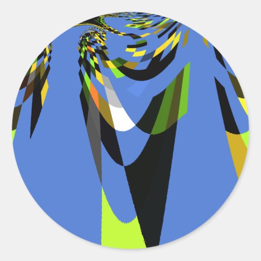 Sticker Rond Bleu Africain Tribal Motif Motif Art Imprimer (Devant)