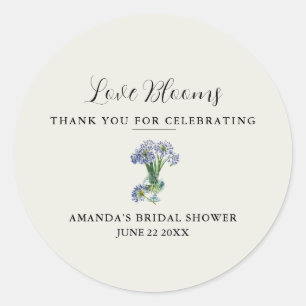 Sticker Rond Bleu Agapanthus Love Blooms Merci