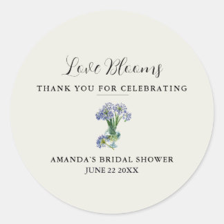 Sticker Rond Bleu Agapanthus Love Blooms Merci