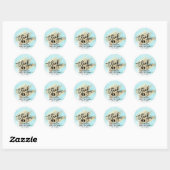 Sticker Rond Bleu Aquarelle Or Brush Baby shower (Feuille)