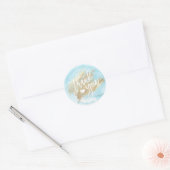 Sticker Rond Bleu Aquarelle Or Brush Baby shower (Enveloppe)