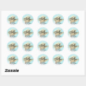 Sticker Rond Bleu Aquarelle Or Brush Baby shower (Feuille)