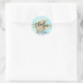 Sticker Rond Bleu Aquarelle Or Brush Baby shower (Sac)