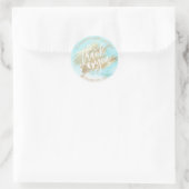 Sticker Rond Bleu Aquarelle Or Brush Baby shower (Sac)