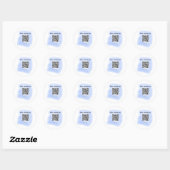 Sticker Rond bleu aquarelle QR code scan ajouter texte personna (Feuille)