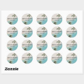 Sticker Rond Bleu aquarelle tropicale plage or mariage (Feuille)