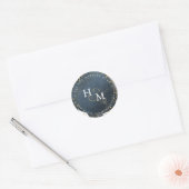 Sticker Rond Bleu ardoise Faux Or Script Esperluette (Enveloppe)