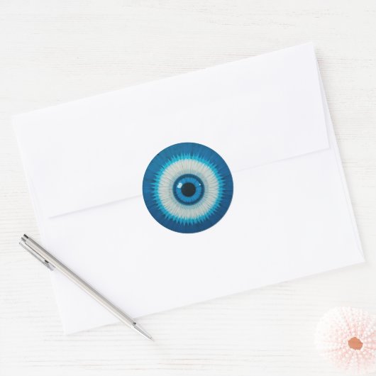 Sticker Rond Bleu Artistique mal conception oeil (Enveloppe)