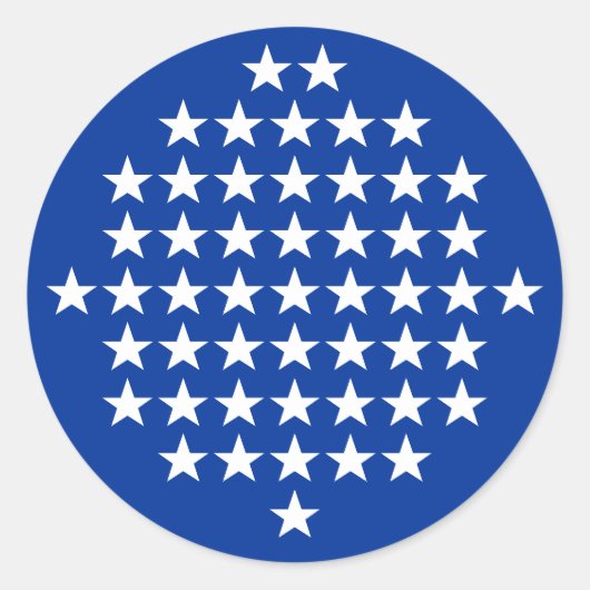 Sticker Rond Bleu avec 50 étoiles blanches à thème Drapeau amér (Devant)