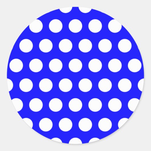 Sticker Rond Bleu avec des pois blancs (Devant)