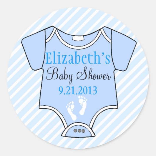 Sticker Rond Bleu baby shower (Devant)