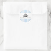 Sticker Rond Bleu Bande Prince Couronne Bébé Enveloppe Garçon S (Sac)