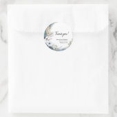 Sticker Rond Bleu Beige Boho Floral Merci  (Sac)