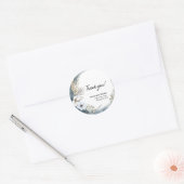 Sticker Rond Bleu Beige Boho Floral Merci  (Enveloppe)