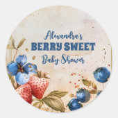 Sticker Rond Bleu Berry Baby shower doux (Devant)